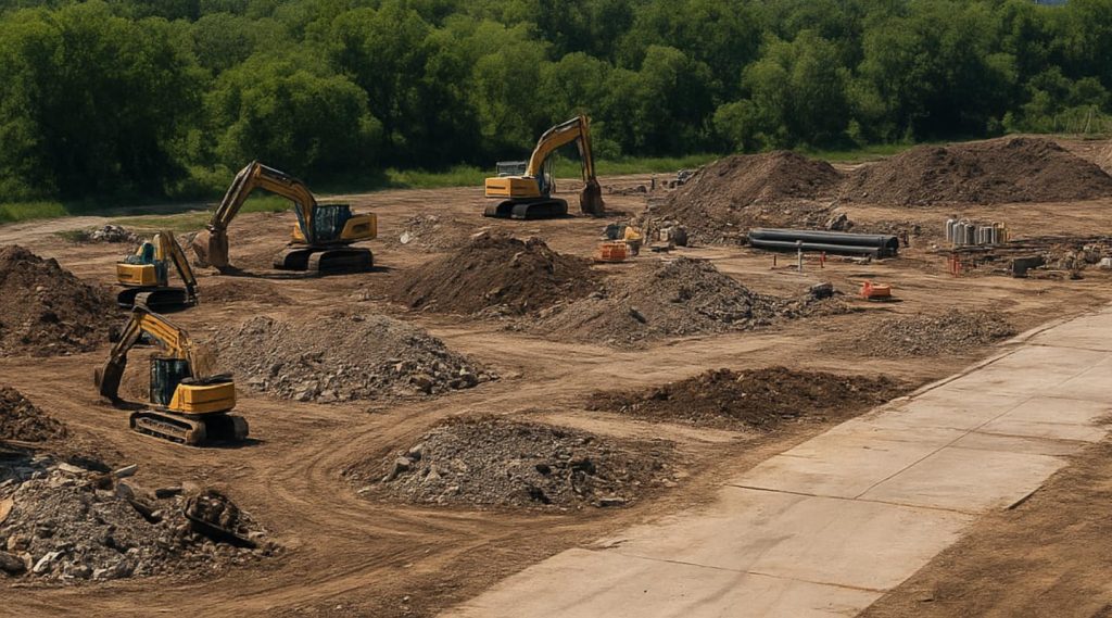 Backhoes digging dirt, concept of Why Environmental Due Diligence Is Critical in NJ Commercial Property Sales